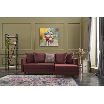 Aydam Corner Sofa Burgundy Right