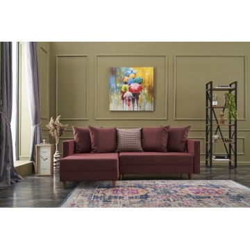 Aydam Corner Sofa Burgundy Left