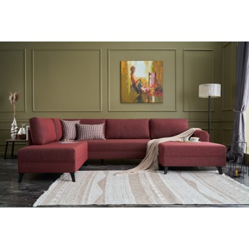 Belen Panaromic Corner Sofa Burgundy