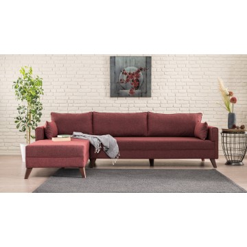 Bella Corner Sofa Burgundy Left