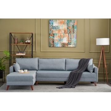 Bella Corner Sofa Blue Left