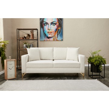 Berlin Sofa 2 Pr Cream - Gold Leg