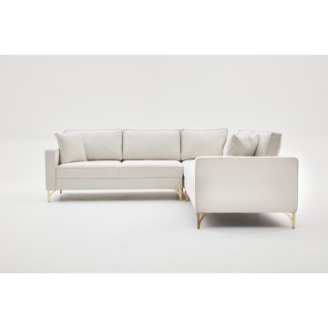 Berlin Corner Sofa Cream - Gold Leg