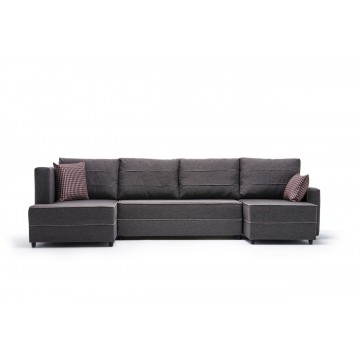 Ece Panoramic Corner Sofa Bed  Brown