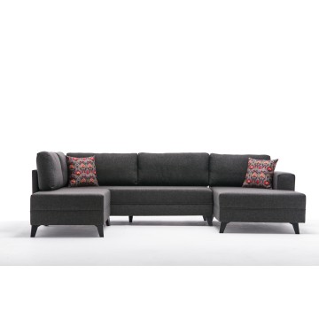 Efsun Panoramic Corner Sofa Bed Anthracite