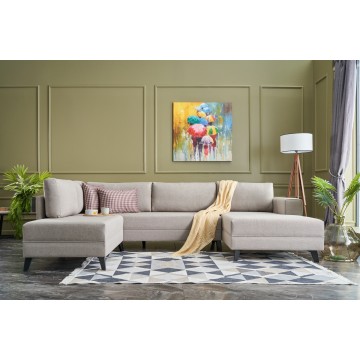 Efsun Panoramic Corner Sofa Bed Cream