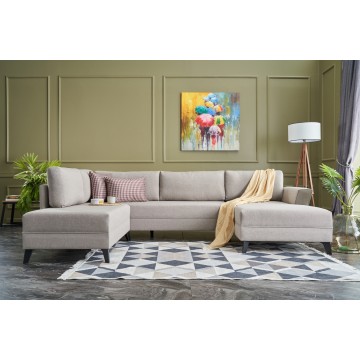 Eris Panoramic Corner Sofa Bed  Cream