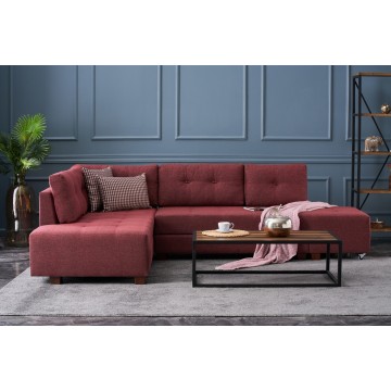 Manama Sectional Corner Sofa Burgundy Left