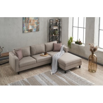 Kale Sectional Sofa Cream Couch with Right Arm Chaise