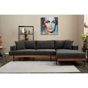 Liva Sectional Sofa Anthracite Couch with Right Arm Chaise