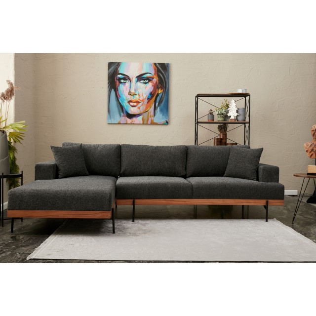 Liva Sectional Sofa Anthracite Couch with Left Arm Chaise