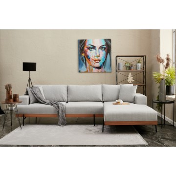 Liva Sectional Sofa Grey Couch with Right Arm Chaise