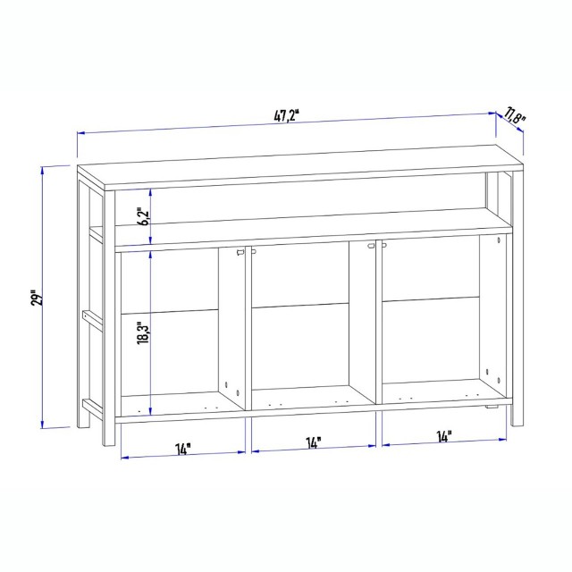 Cyndle Rustic 47" Sideboard 3 Doors Buffet Table Credenza Cabinet