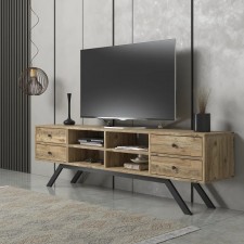 Optima Industrial Tv Stand For 75" Tv Console With Metal Legs